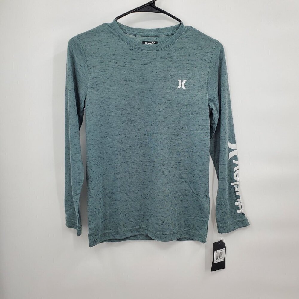 Hurley Clay Green Heather Long Sleeve Shirt Top Boys Size Medium Kids New Crew